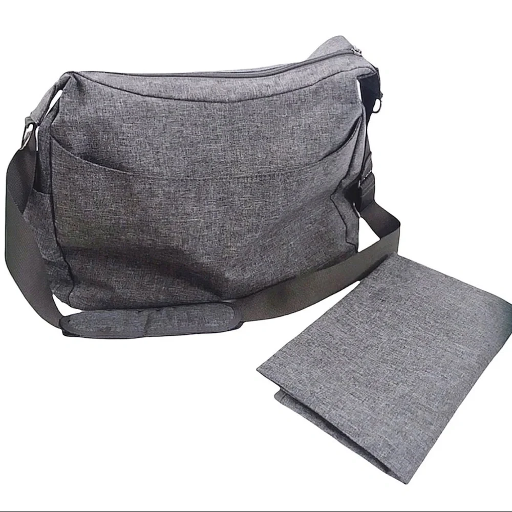 JJ Cole Gray Diaper Bag & Changing Pad